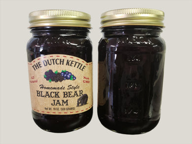 Dutch Kettle All-Natural Homestyle Black Bear Jam 19 oz Jar Black Raspberry, Blackberry, Blueberry