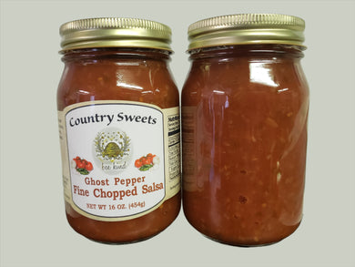 Country Sweets Hot Ghost Pepper Salsa 16 oz Jar