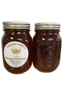 Country Sweets Raw Georgia Wildflower Liquid Honey 22 oz 1 pint Glass Jar