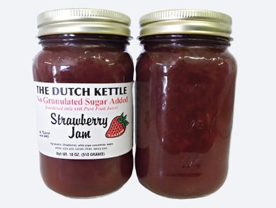 Dutch Kettle No Sugar Added All-Natural Homestyle Strawberry Jam 19 oz Jar.
