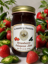 Load image into Gallery viewer, Country Sweets Strawberry Jalapeño Jam – 20 oz Glass Jar