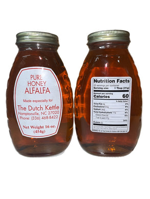 Dutch Kettle Pure Raw Alfalfa Honey 16 Oz Glass Jar