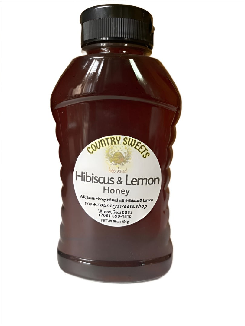 Country Sweets Infused Hibiscus and Lemon Honey 16 oz Squeeze Bottle