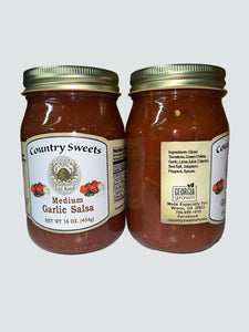 Country Sweets Medium Garlic Salsa 16 oz Jar