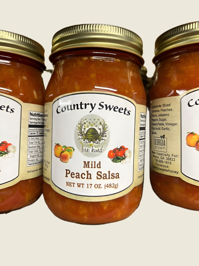 Country Sweets Mild Peach Salsa 17 oz Jar – Country Sweets Honey