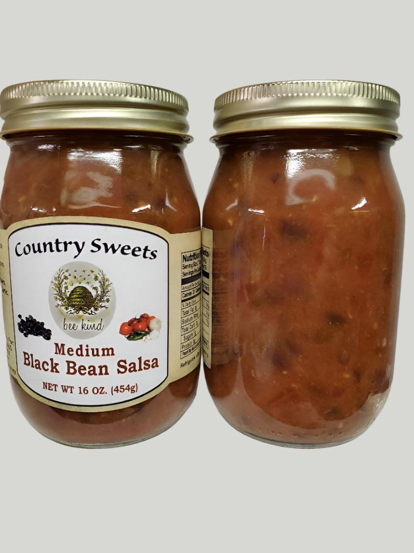 Country Sweets Medium Black Bean Salsa 16 oz Jar