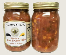 Load image into Gallery viewer, Country Sweets Medium Bean &amp; Corn Salsa 16 oz Jar