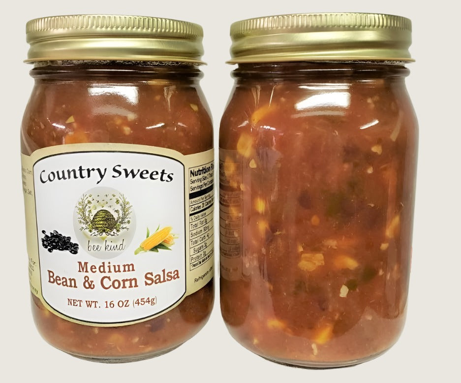 Country Sweets Medium Bean & Corn Salsa 16 oz Jar