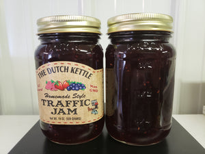 Dutch Kettle All-Natural Homestyle Traffic Jam 19 oz Jar Red Raspberry, Strawberry, Blueberry