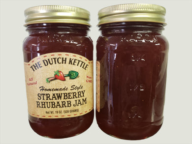 Dutch Kettle All-Natural Homestyle Strawberry Rhubarb Jam 19 oz Jar