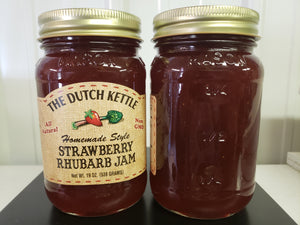 Dutch Kettle All-Natural Homestyle Strawberry Rhubarb Jam 19 oz Jar