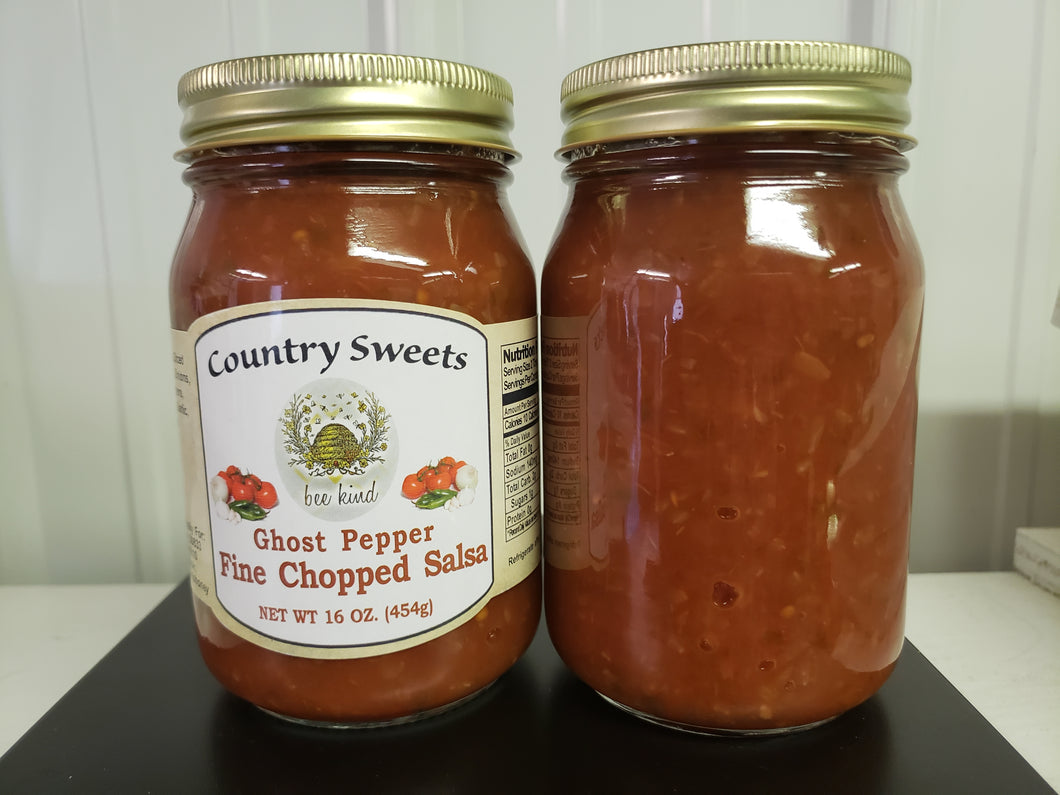 Country Sweets Hot Ghost Pepper Salsa 16 oz Jar