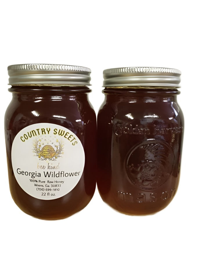Raw Georgia Wildflower Liquid Honey 22 oz 1 pint Glass Jar