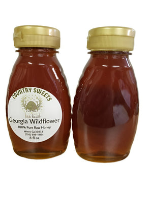 Raw Georgia Wildflower Honey 8 oz plastic Bottle or 2 Oz Baby Bear
