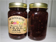 Load image into Gallery viewer, Dutch Kettle All-Natural Homestyle Frog Jam 19 oz Jar Fig, Raspberry, Orange, and Ginger