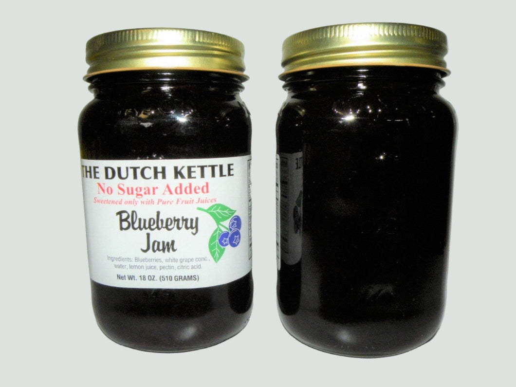 Dutch Kettle No Sugar Added All-Natural Homestyle Blueberry Jam 18 oz Jar