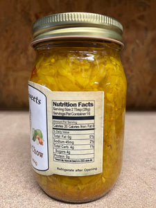Country Sweets Hot Chow Chow 16 oz All Natural Ingrediencies