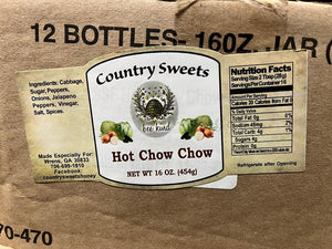 Country Sweets Hot Chow Chow 16 oz All Natural Ingrediencies
