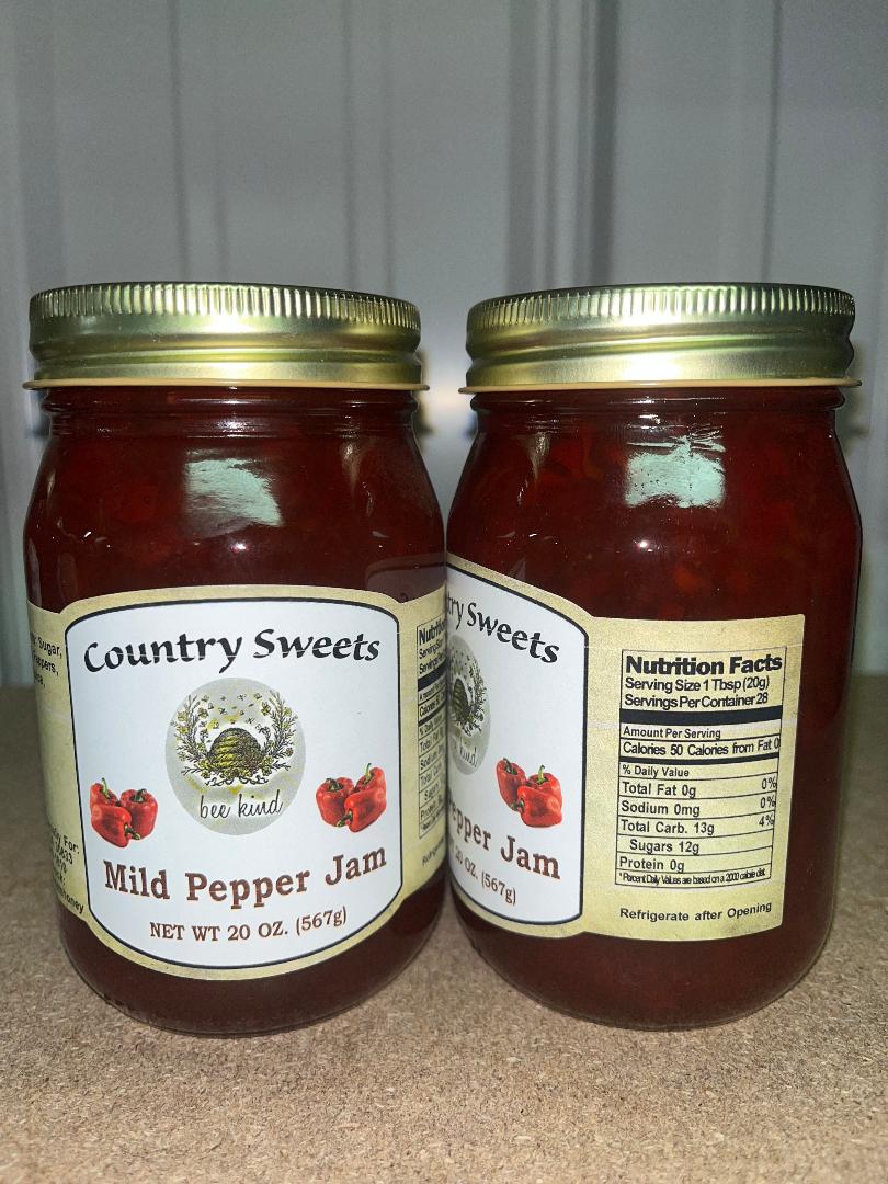 Country Sweets Mild Pepper Jam 20 oz Jar