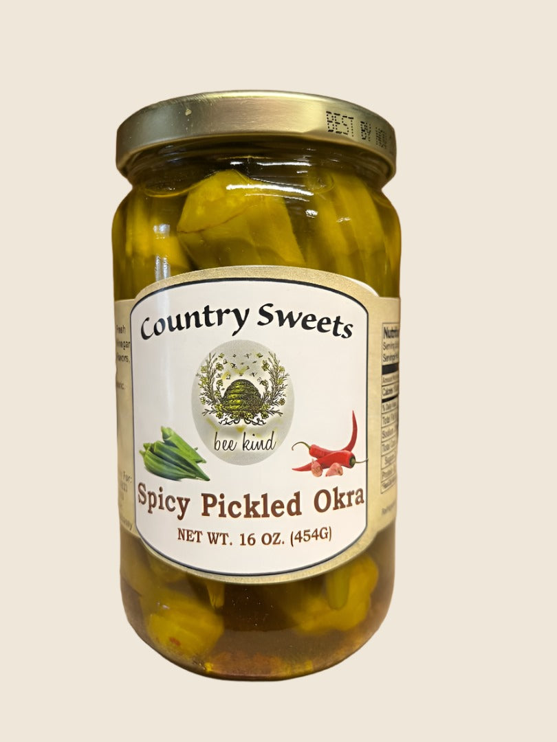 Country Sweets Spicy Pickled Okra 16 oz Jar