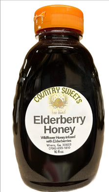Country Sweets Infused Elderberry Honey 16 oz Squeeze Bottle or 2 oz Bear