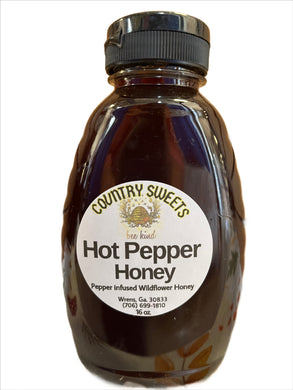 Country Sweets Infused Hot Pepper Honey 16 oz Squeeze Bottle or 2 oz Baby Bear