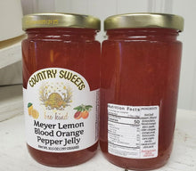 Load image into Gallery viewer, Country Sweets Meyer Lemon Blood Orange Pepper Jelly 10.5 oz Jar