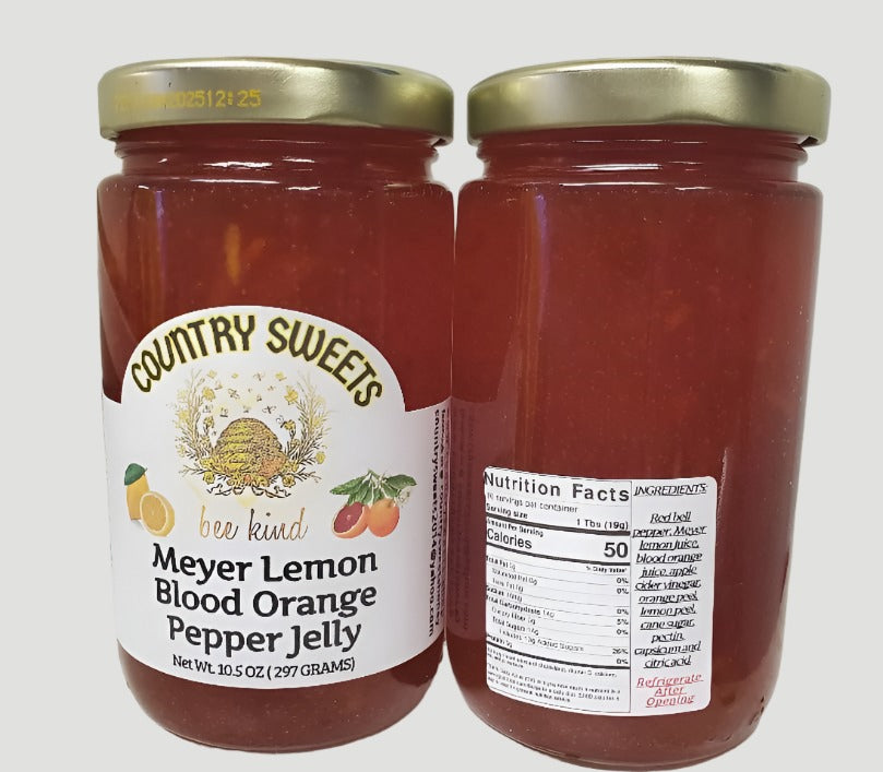Country Sweets Meyer Lemon Blood Orange Pepper Jelly 10.5 oz Jar