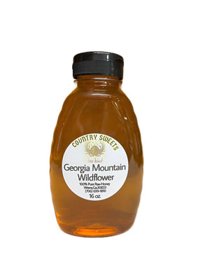 Country Sweets Raw Mountain Honey 16 oz Plastic Bottle or 2 oz Baby Bear