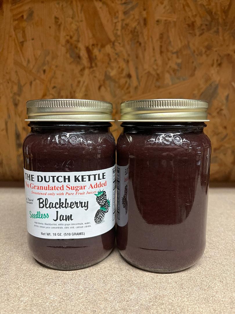 Dutch Kettle No Sugar Added All-Natural Homestyle Seedless Blackberry Jam 19 oz Jar