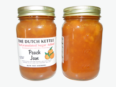 Dutch Kettle No Sugar Added All-Natural Homestyle Peach Jam 18 oz Jar.