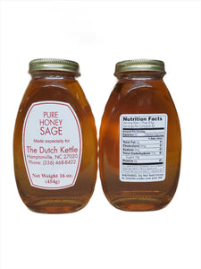 Dutch Kettle Pure Raw Sage Honey 16 Oz Glass Jar